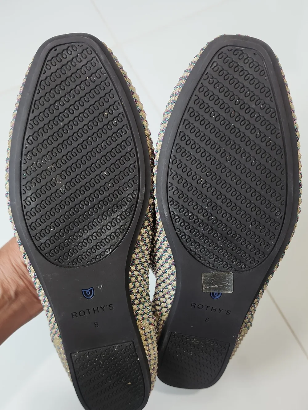 Rothy's Multi Color Metallic Square Toe Ballet Flats